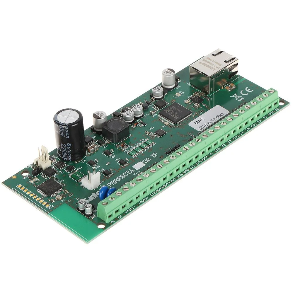 Centrala alarma antiefractie Satel PERFECTA-IP 32, 2 partitii, 8-32 zone, 4-12 iesiri, 15 utilizatori, comunicare IP