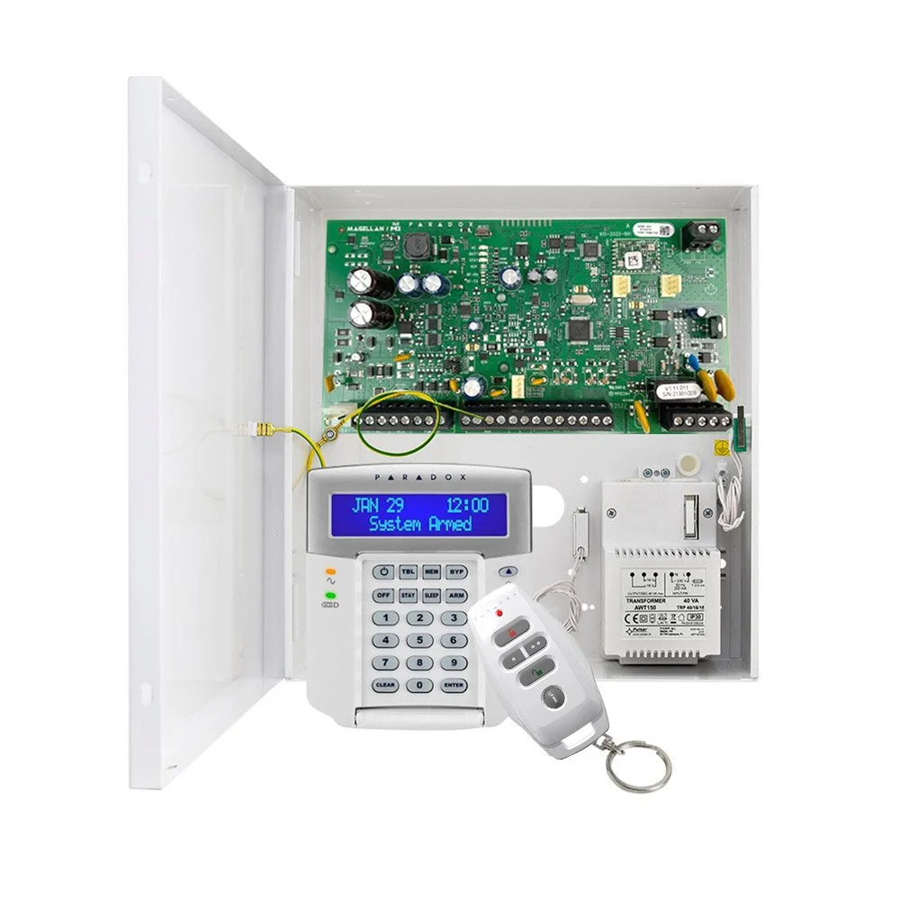Centrala alarma antiefractie wireless Paradox Magellan MG5050 + K32LCD + REM25, 32 zone, 2 partitii, 256 evenimente