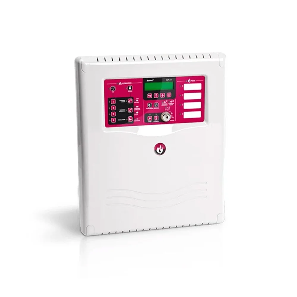 Centrala detectie incendiu conventional SATEL CSP-208, 8 zone, 8 iesiri, LCD, 12/24V, 2 circuite semnalizare, 72h autonomie