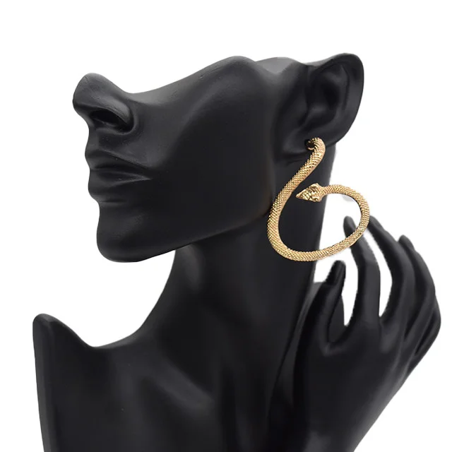 Cercel lungl Nath, cu pietre semipretioase, in forma de snake, auriu, CS016