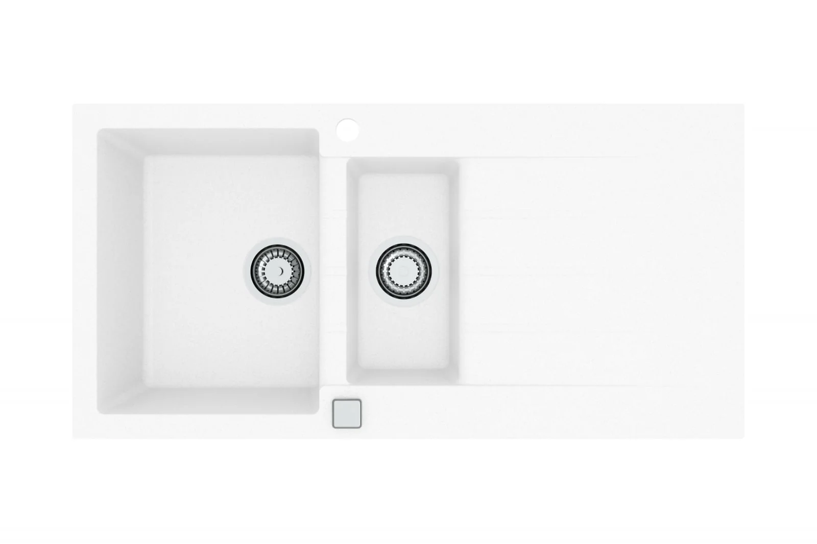 Chiuveta bucatarie compozit cu doua cuve, alba, reversibila - Alveus Cadit 80
