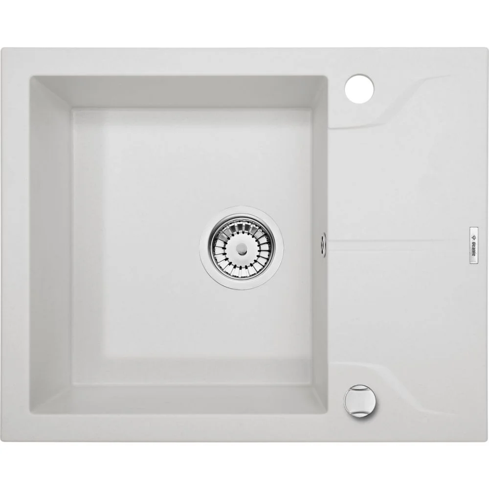 Chiuveta bucatarie compozit cu picurator alb mat 59 cm Deante Andante