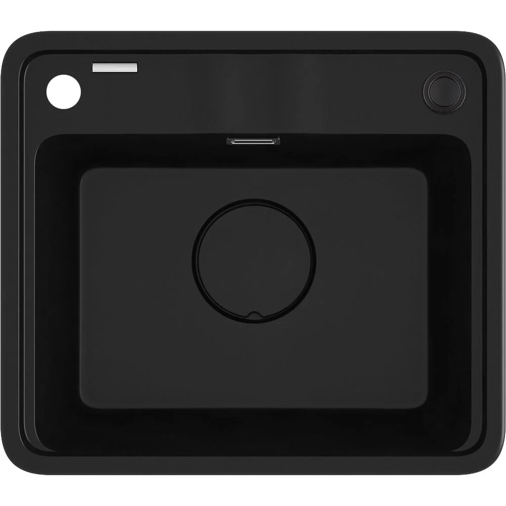 Chiuveta bucatarie compozit Deante Momi, cu orificiu baterie, negru mat