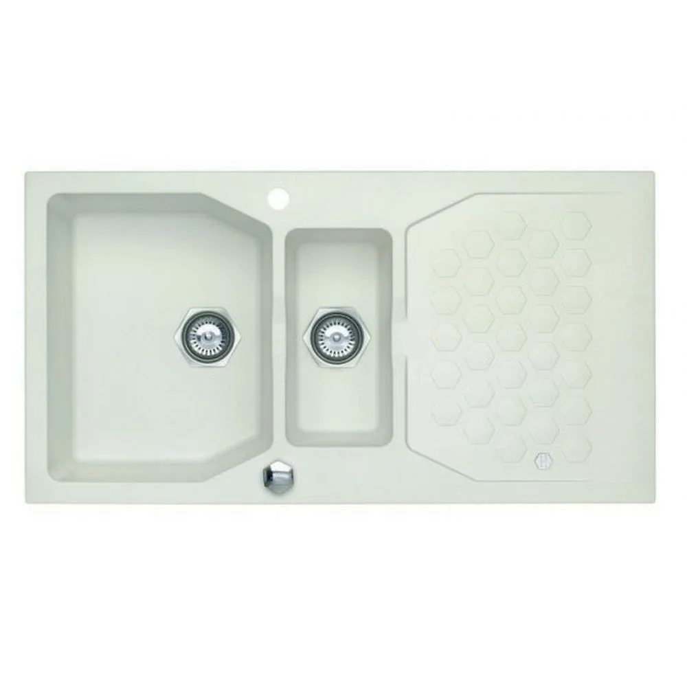 Chiuveta bucatarie compozit doua cuve alb mat Alveus Sensual 70