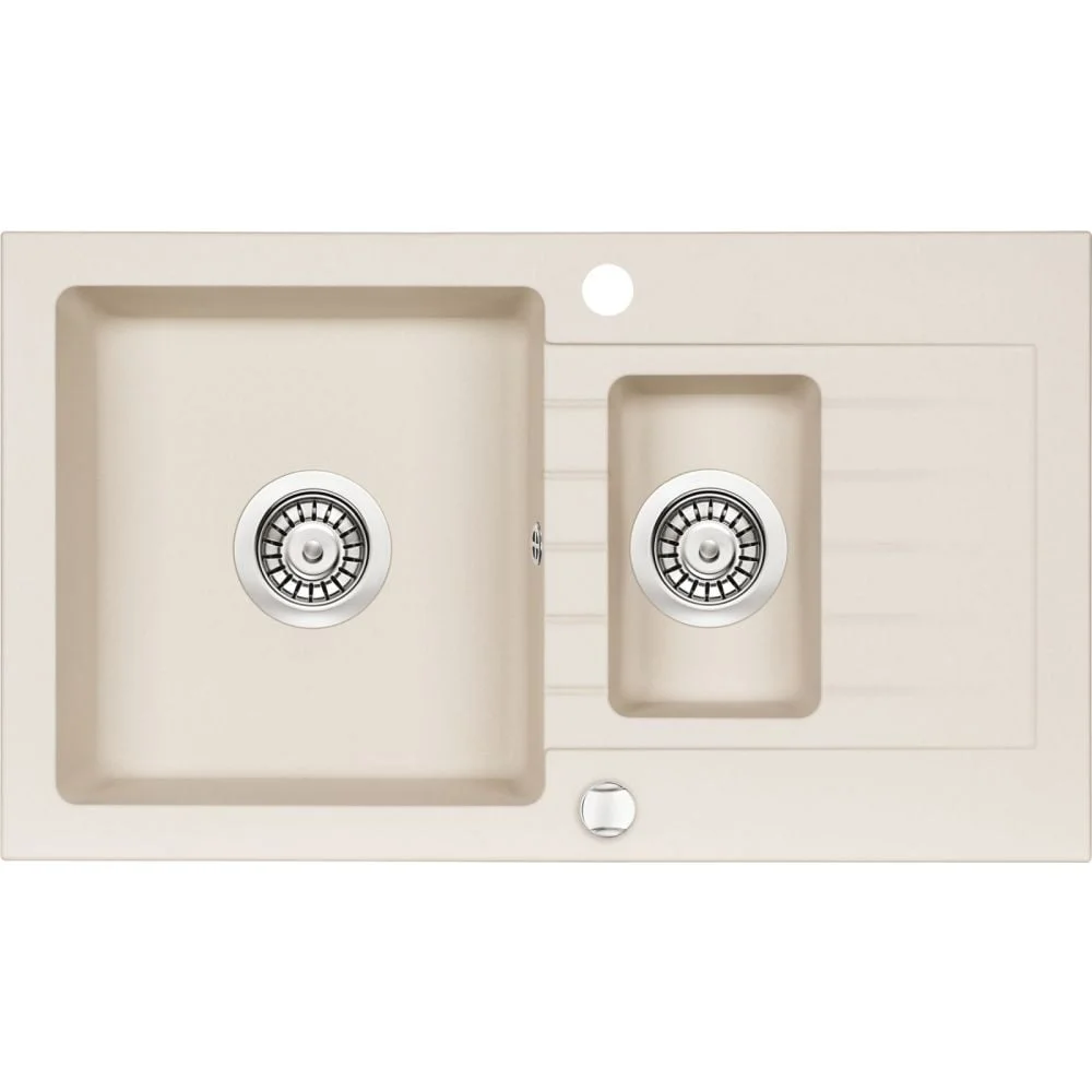 Chiuveta bucatarie compozit doua cuve cu picurator bej mat Deante Zorba