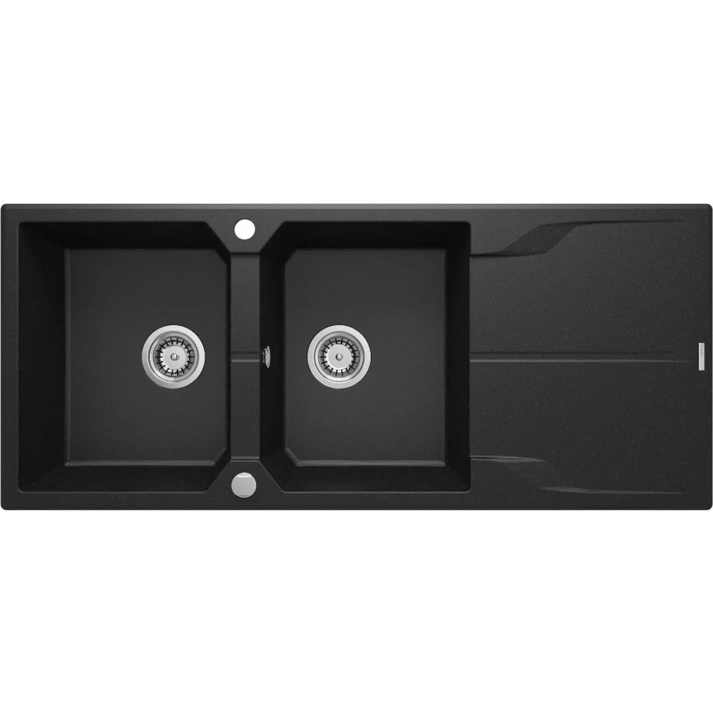 Chiuveta bucatarie compozit doua cuve cu picurator grafit metalic Deante Andante