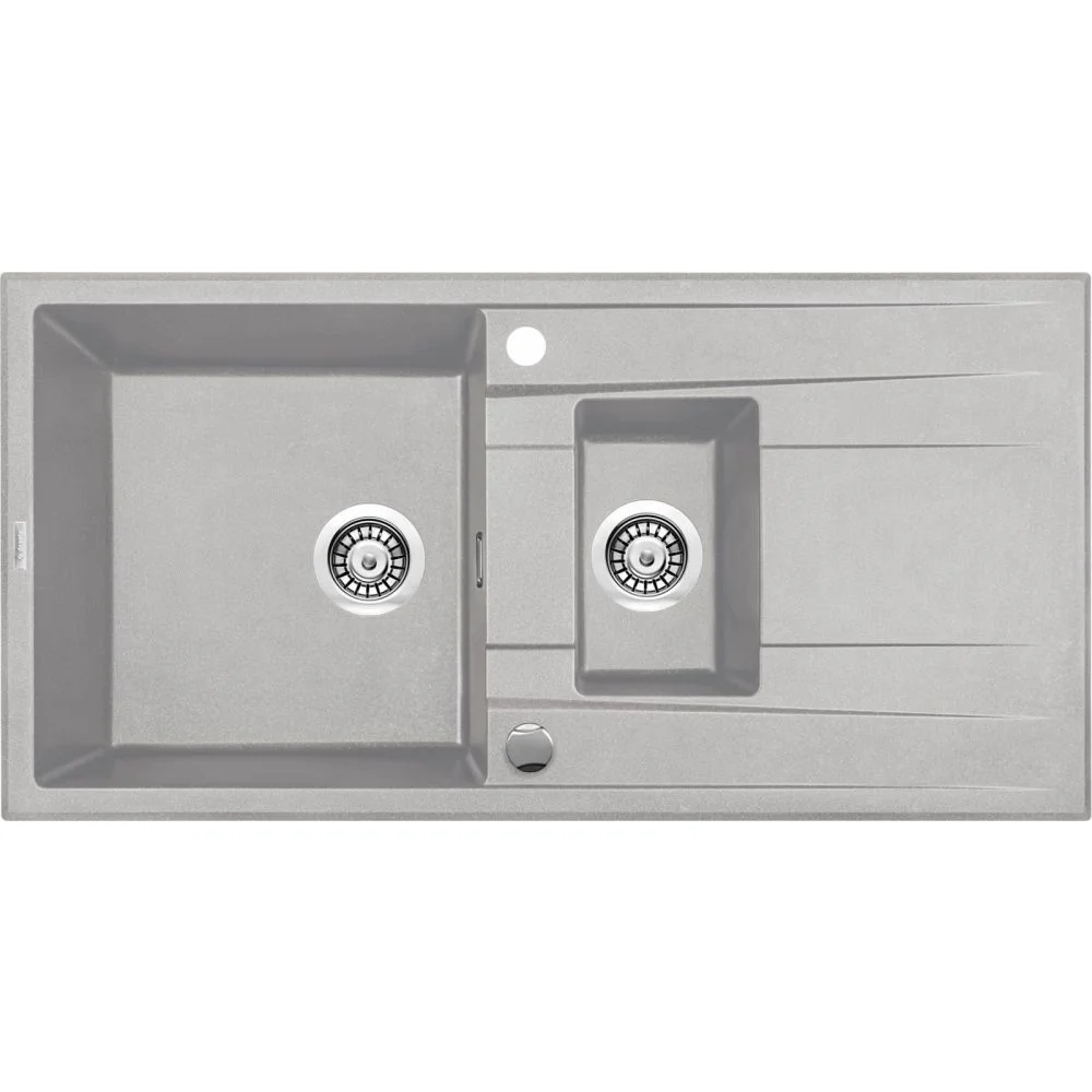 Chiuveta bucatarie compozit doua cuve cu picurator gri mat Deante Eridan