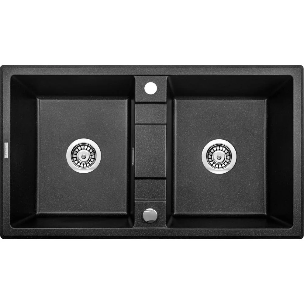 Chiuveta bucatarie compozit doua cuve grafit metalic Deante Eridan