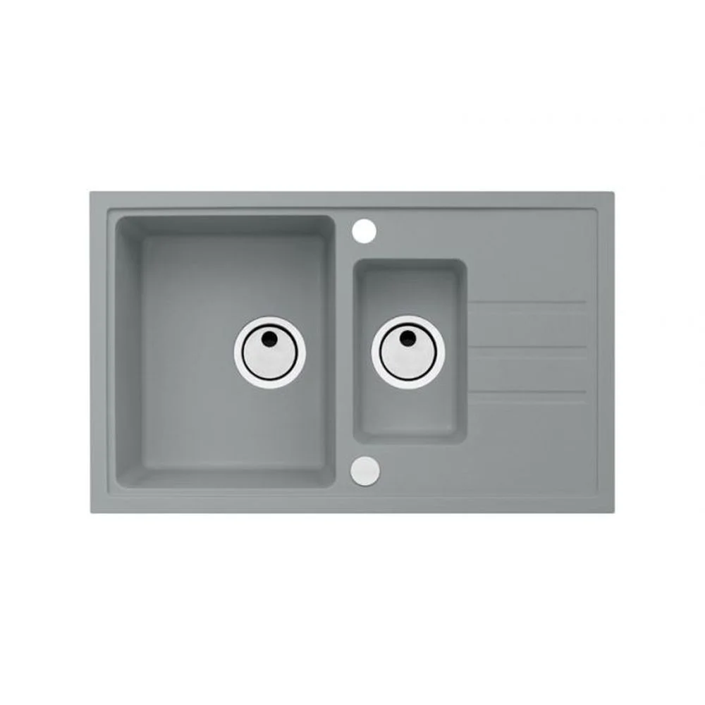 Chiuveta bucatarie compozit doua cuve gri metalizat Alveus Intermezzo 70