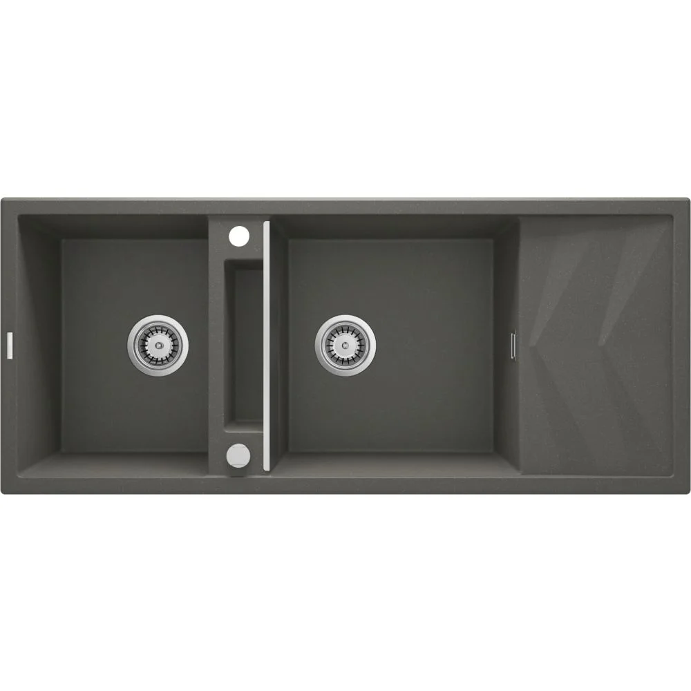 Chiuveta bucatarie compozit doua cuve si picurator, antracit metalic, Deante Magnetic
