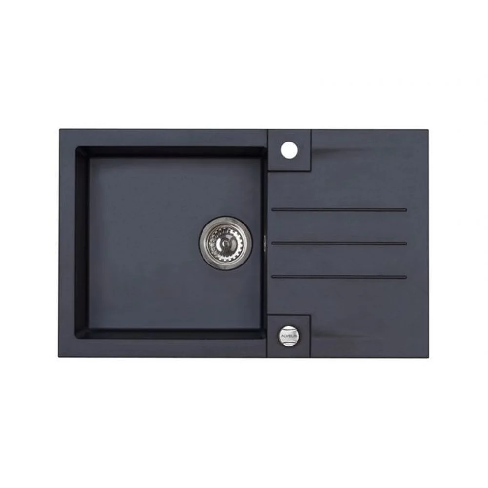 Chiuveta bucatarie compozit negru carbon cu picurator Alveus rock 130