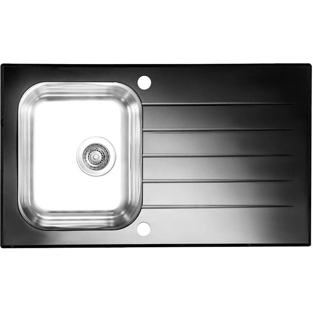 Chiuveta bucatarie inox si sticla neagra Alveus Glassix 10