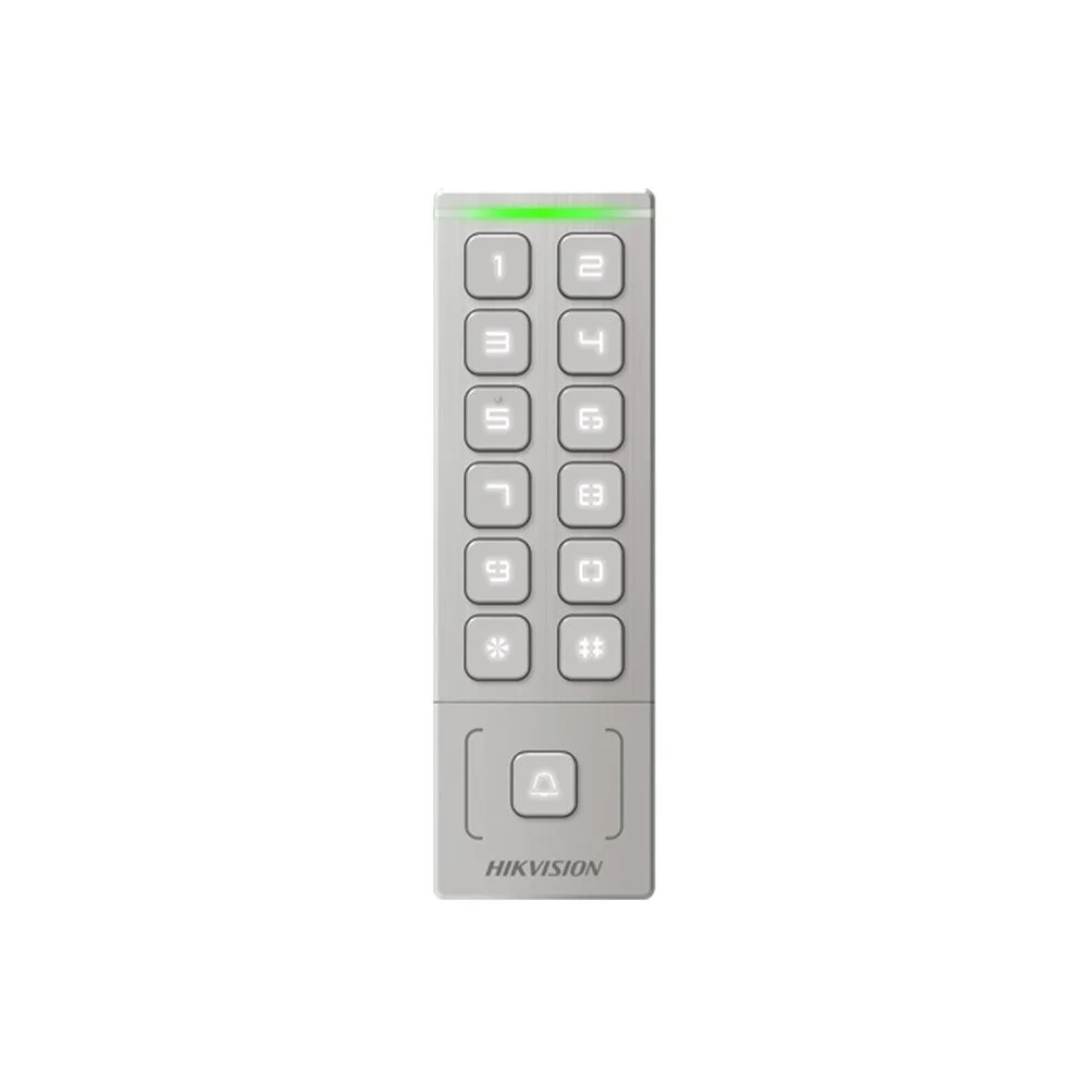 Cititor proximitate cu tastatura Hikvision DS-K1T809MX, Card, PIN, M1, 1000 utilizatori