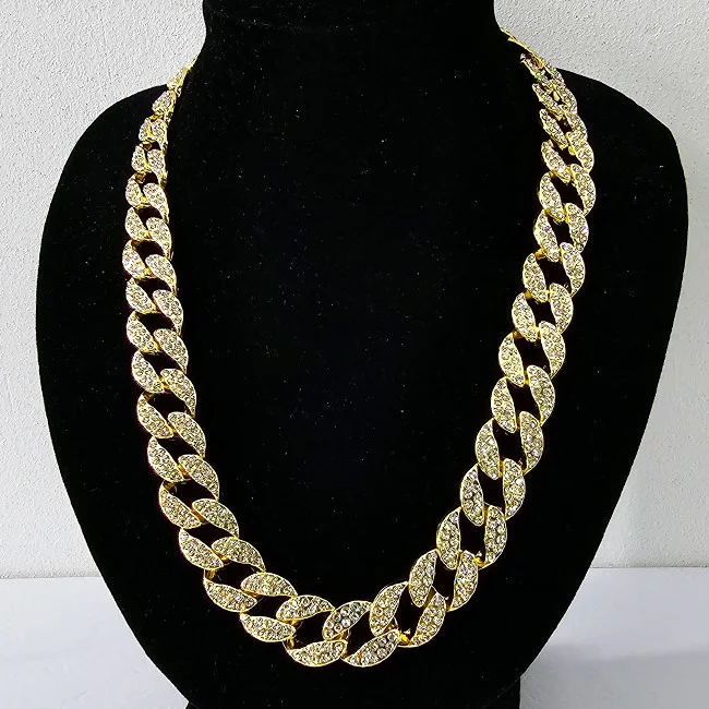 Colier inox Hip Hop Heavy, unisex, cu pietre semipretioase, Auriu, EAV6