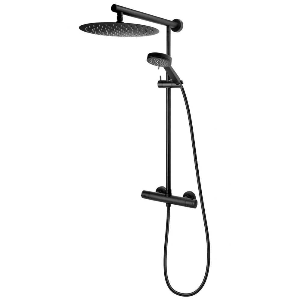 Coloana de dus FDesign Anima, baterie termostatata, negru mat