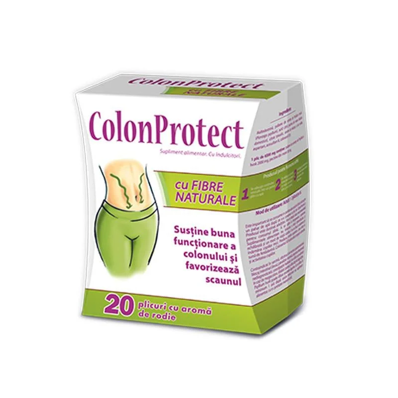 Colon Protect cu fibre naturale si gust de rodie, 20 plicuri, Zdrovit
