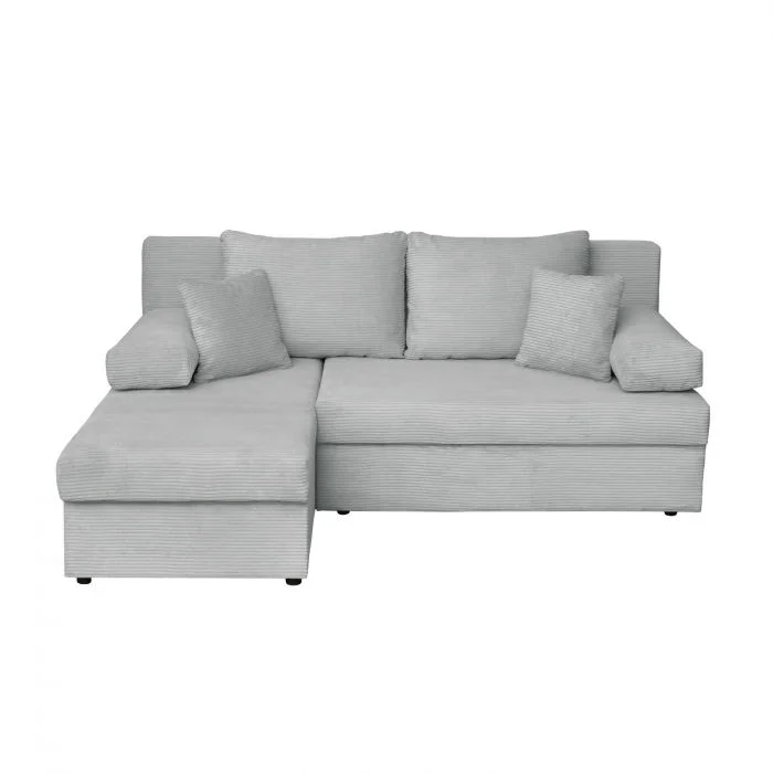 Coltar ANA LUX extensibil, cu lada depozitare, colt interschimbabil, gri deschis, 200x140x83 cm