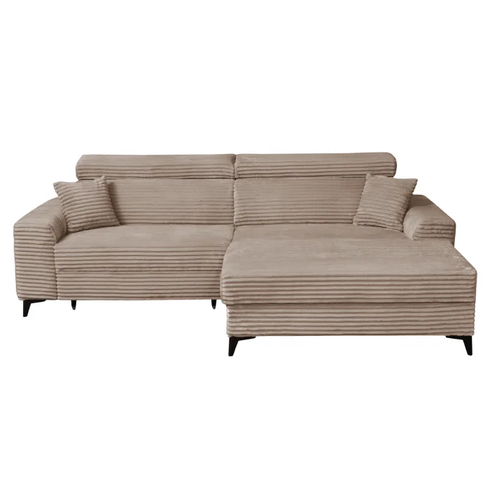 Coltar FLORIDA ONE L TILIA extensibil, cu arcuri si lada depozitare, colt dreapta, maro, 280x175x95 cm