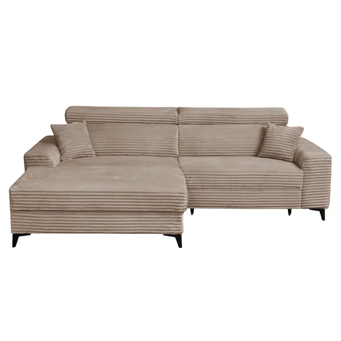 Coltar FLORIDA ONE L TILIA extensibil, cu arcuri si lada depozitare, colt stanga, maro, 280x175x95 cm