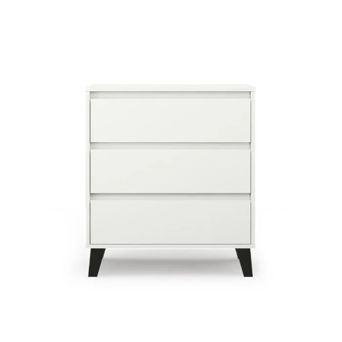 Comoda BORG, 3 sertare, alb, 70x38,8x78,4 cm