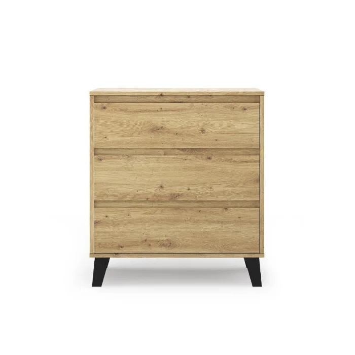Comoda BORG, 3 sertare, stejar artisan, 70x38,8x78,4 cm