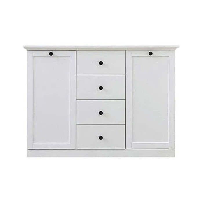 Comoda BRANDSON, 2 usi, 4 sertare, alb, 119x41x88 cm