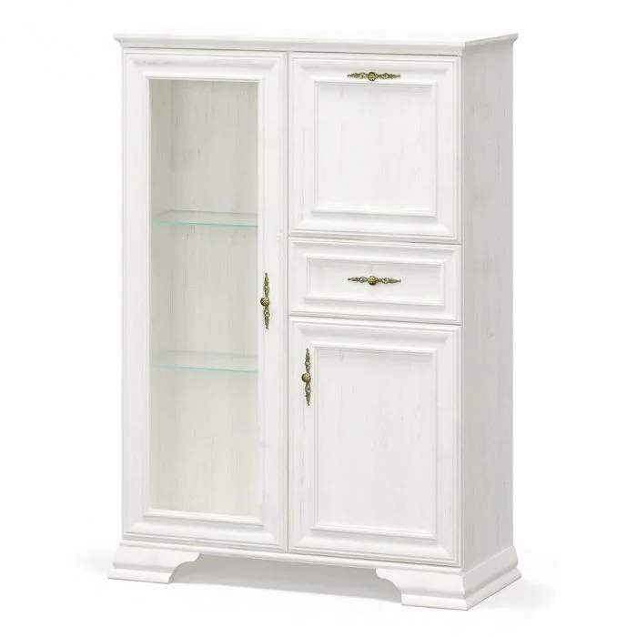 Comoda cu vitrina IRYS, 3 usi, 1 sertar, geam, pin anderson, 93,4x39x133 cm