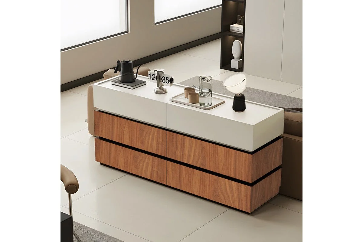 Comoda din  si MDF Sonlen, de nuc-bej de 120x40x72cm