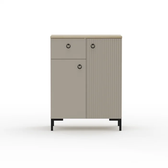 Comoda DOMINICA, 2 usi, 1 sertar, taupe + stejar silverjack, 70x41x93 cm