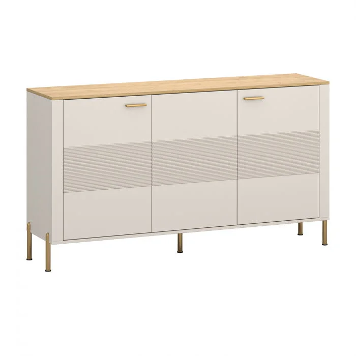 Comoda RUBEN, 3 usi, casmir + stejar piatra, 172,7x42,2x95 cm