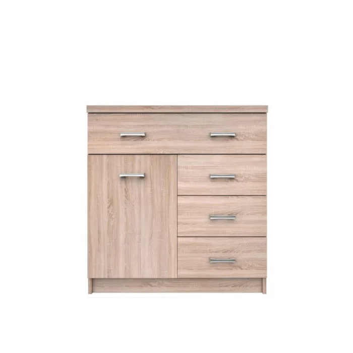 Comoda TOP MIX, 1 usa, 4 sertare, stejar sonoma, 80x33x85 cm