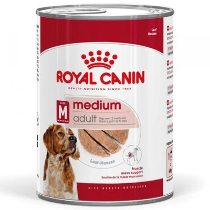 Conserva Royal Canin Mediu Adult hrana umeda caini (pate), 1 x 410g
