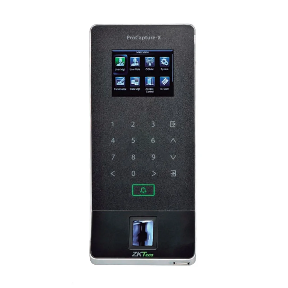 Controler de acces IP biometric ZKTeco GL-PROCAPTURE-X-B-1, ecran 2.4 inch, EM, 20.000 amprente, 50.000 carduri, 500.000 evenimente