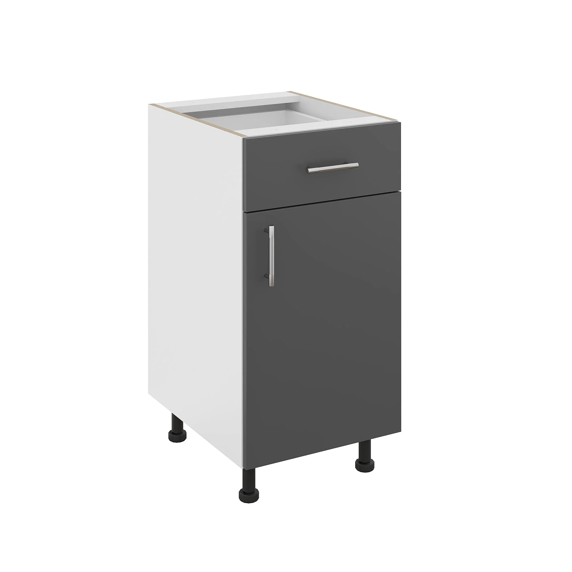 Corp Baza Karo, 1 Sertar, 1 Usa, Antracit/Alb, 40 x 50 x 80 cm