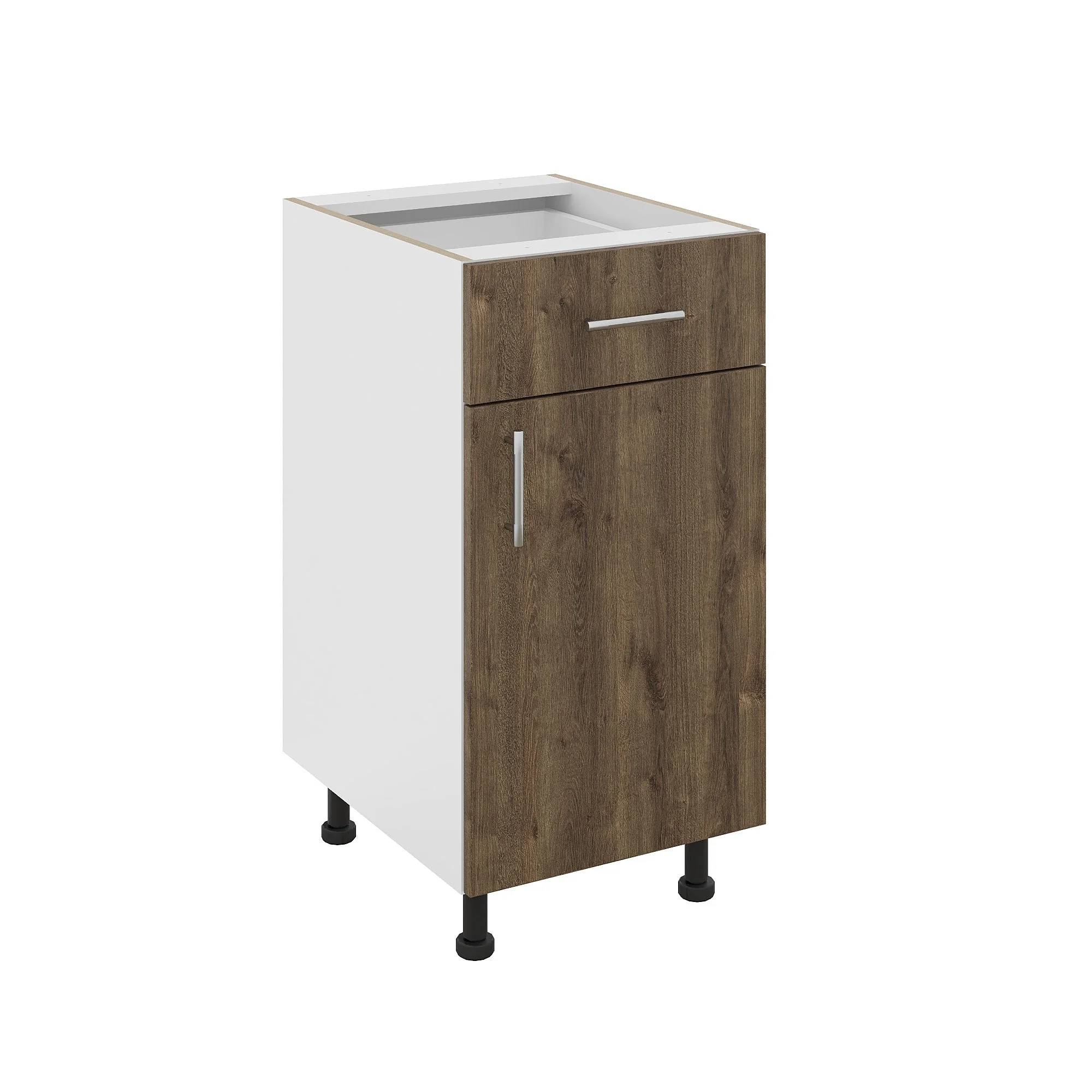 Corp Baza Karo, 1 Sertar, 1 Usa, Stejar Bronz/Alb, 40 x 50 x 80 cm