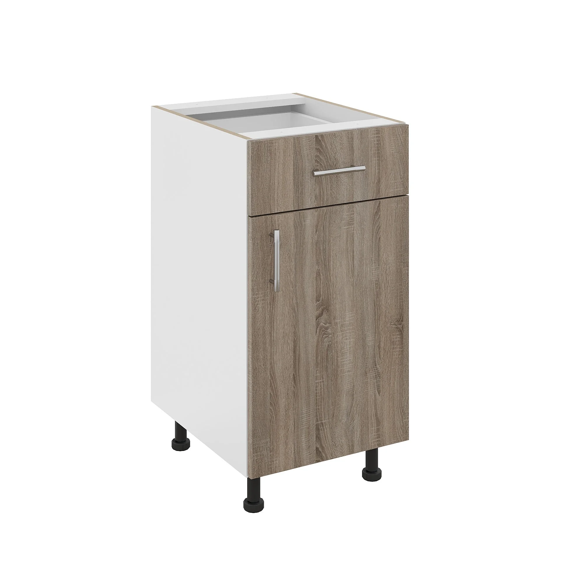 Corp Baza Karo, 1 Sertar, 1 Usa, Stejar Sonoma Inchis/Alb, 40 x 50 x 80 cm