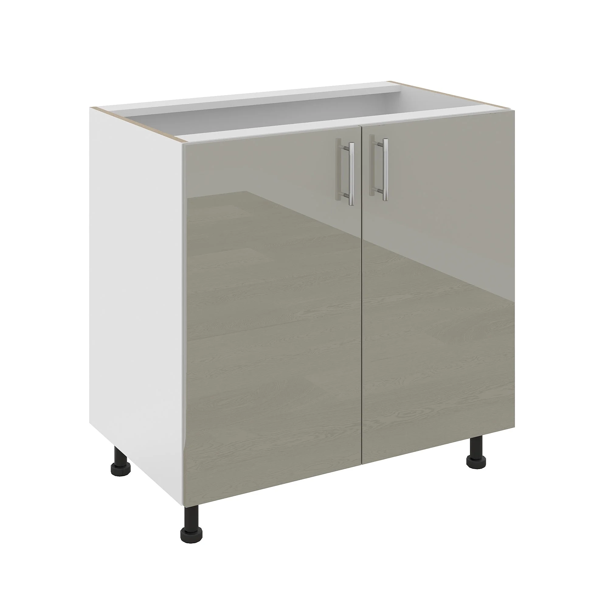 Corp Baza Karo, 2 Usi, Gri Lucios/Alb, MDF, 80 x 50 x 80 cm