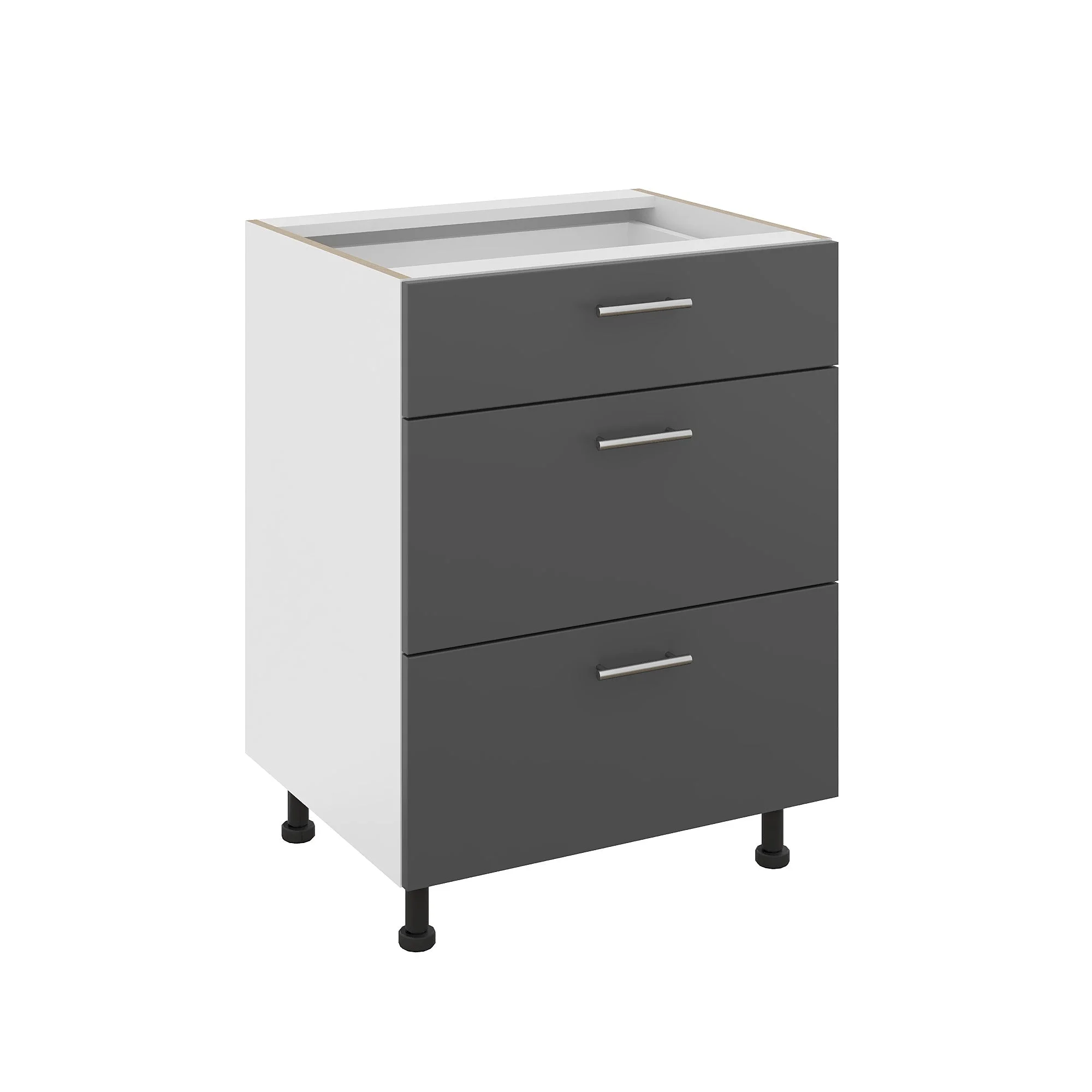 Corp Baza Karo, 3 Sertare, Antracit/Alb, 60 x 50 x 80 cm
