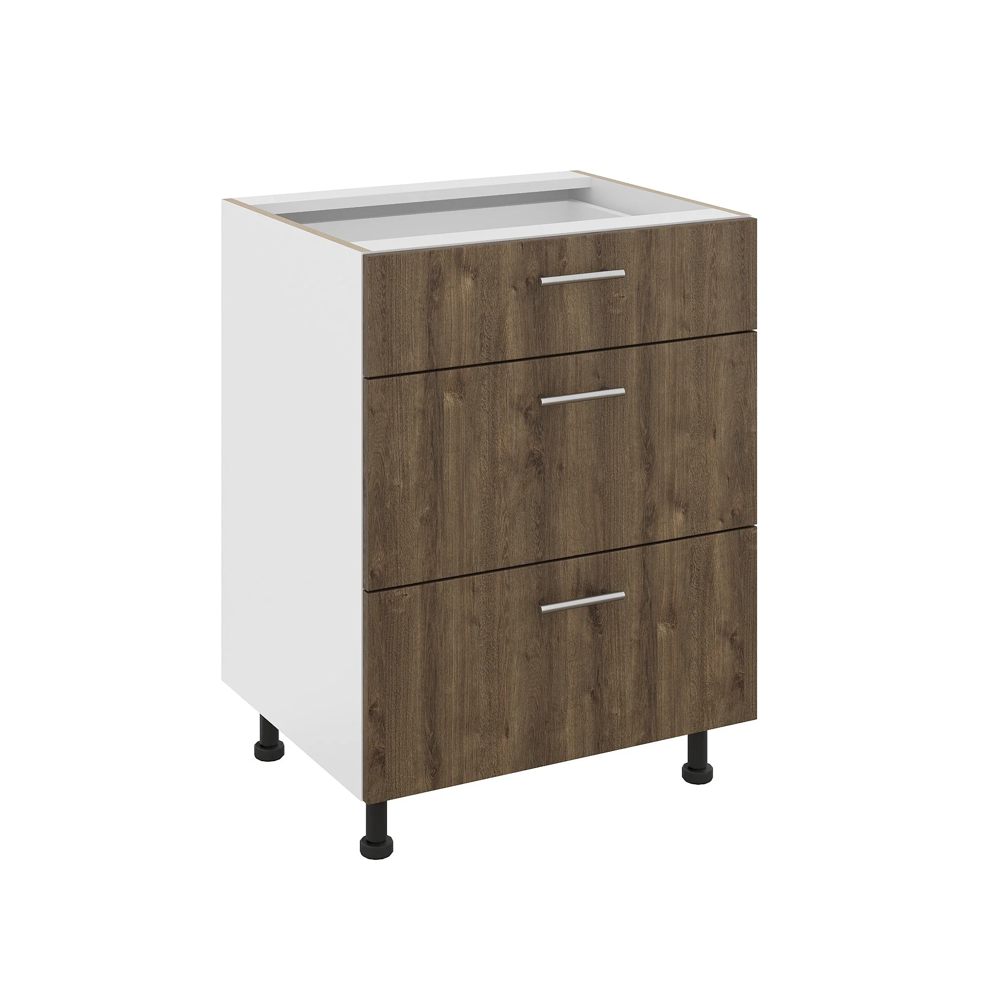 Corp Baza Karo, 3 Sertare, Stejar Bronz/Alb, 60 x 50 x 80 cm