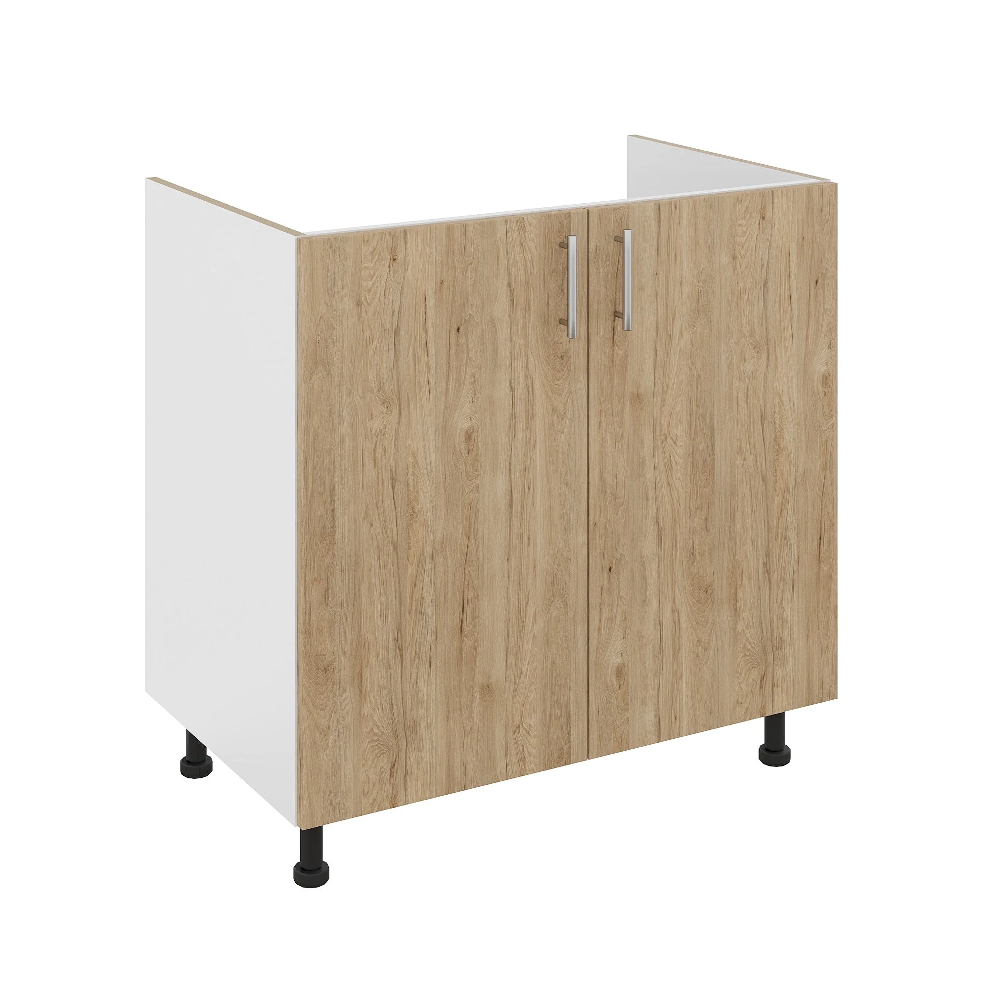 Corp Masca Chiuveta Karo, 2 Usi, Lemn Natural/Alb, 80 x 50 x 80 cm