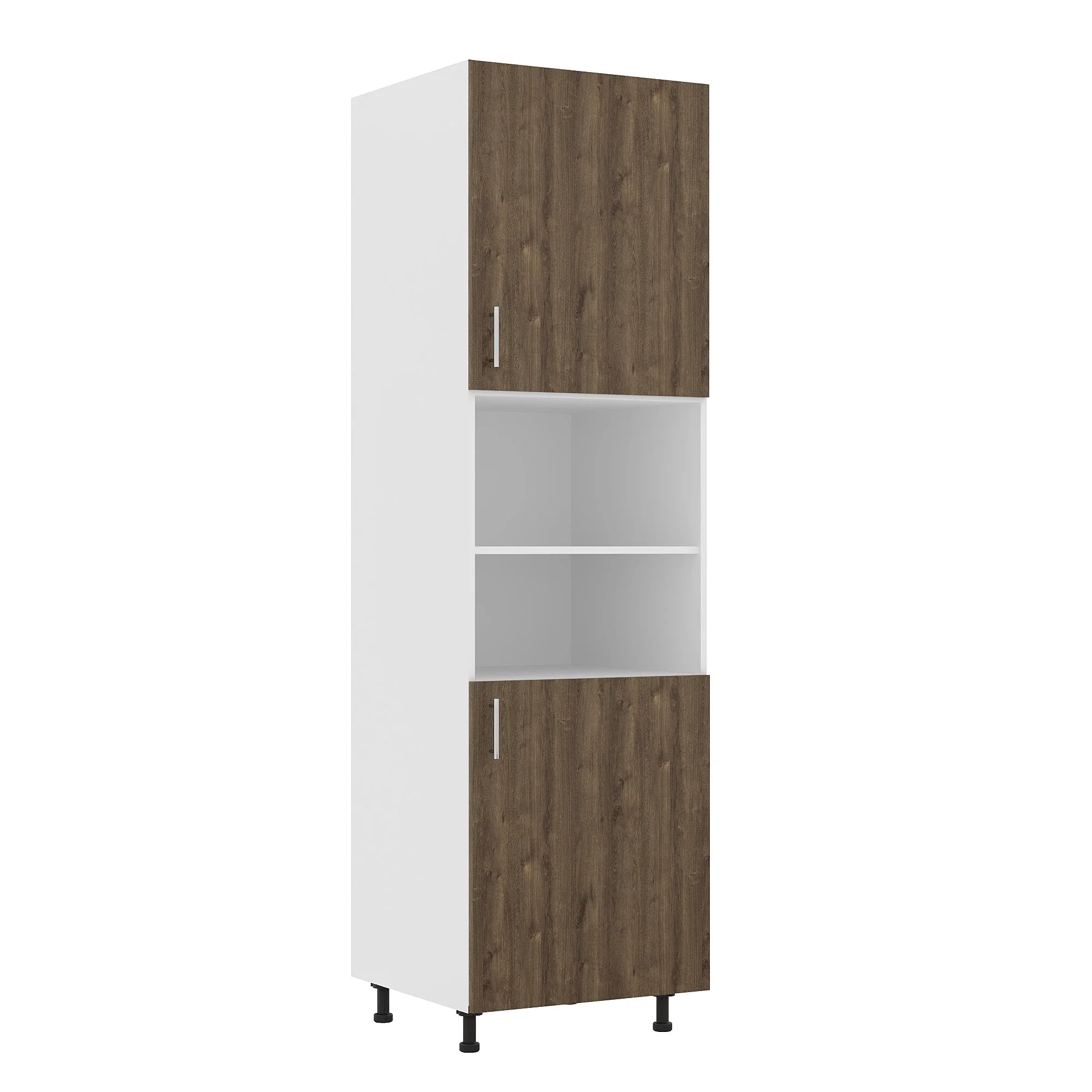 Corp Turn Karo, 2 Usi, cu spatiu cuptor, Stejar Bronz/Alb, 60 x 57 x 210 cm