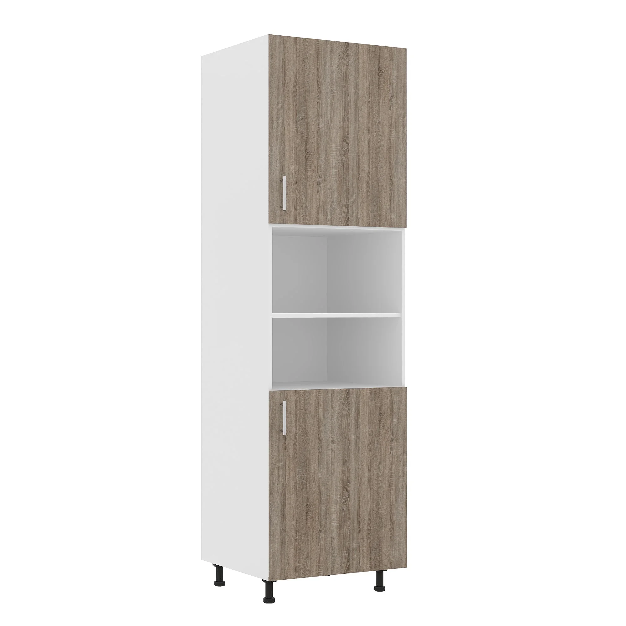 Corp Turn Karo, 2 Usi, cu spatiu cuptor, Stejar Sonoma Inchis/Alb, 60 x 57 x 210 cm