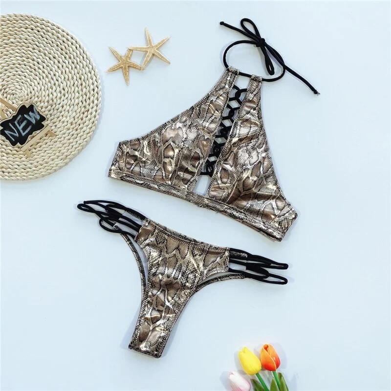 Costum de baie doua piese Chantal animal print