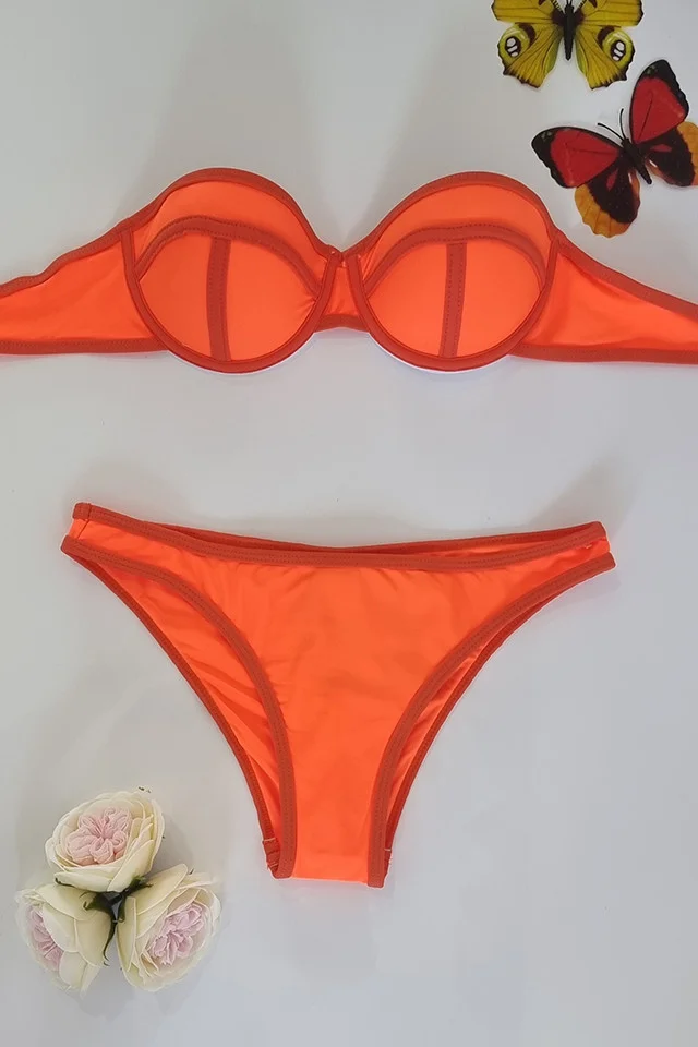 Costum de baie doua piese Sunshine orange neon
