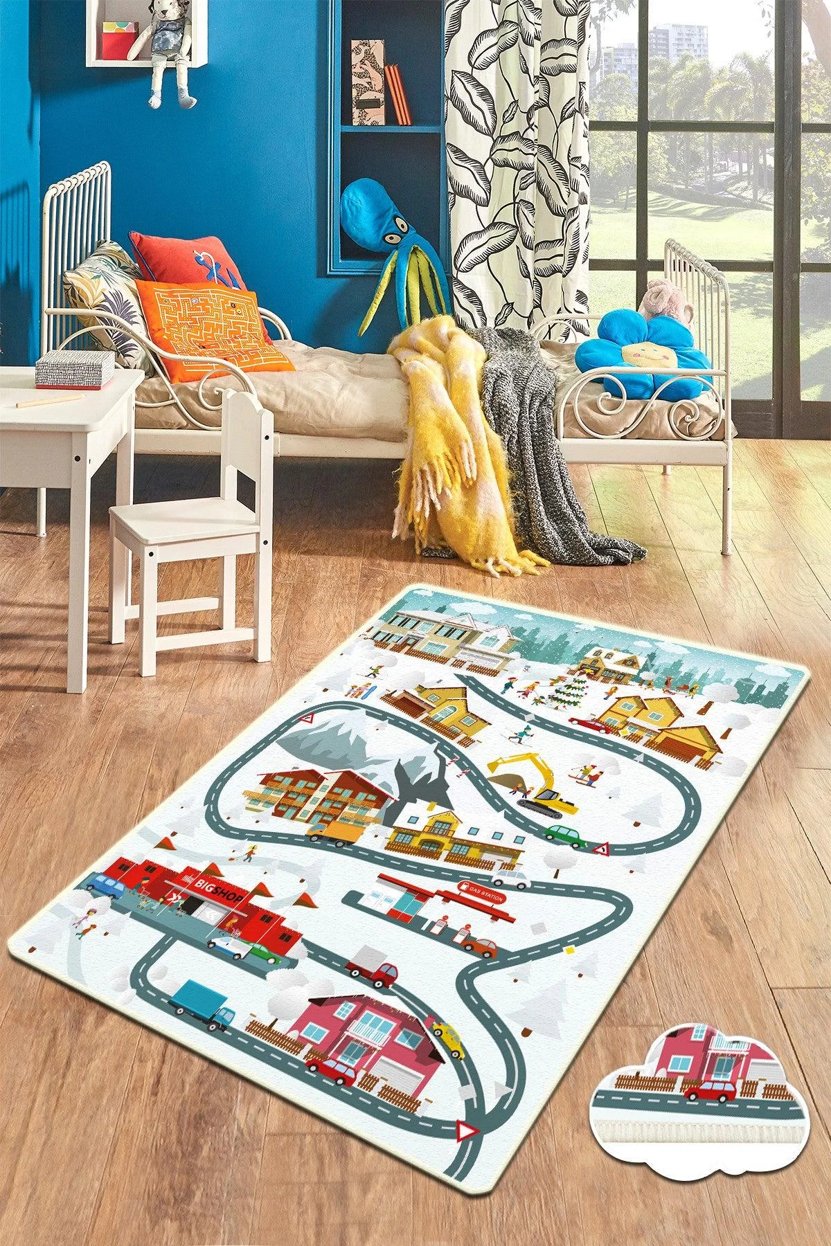 Covor de Copii Oras de Zapada, Multicolor, 80x200 cm