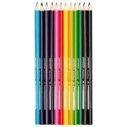 Creioane colorate Keyroad KR972228, triunghiulare, 12 culori, cutie metalica