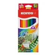 Creioane pe baza de apa Kores, cu pensula, 12 bucati/set