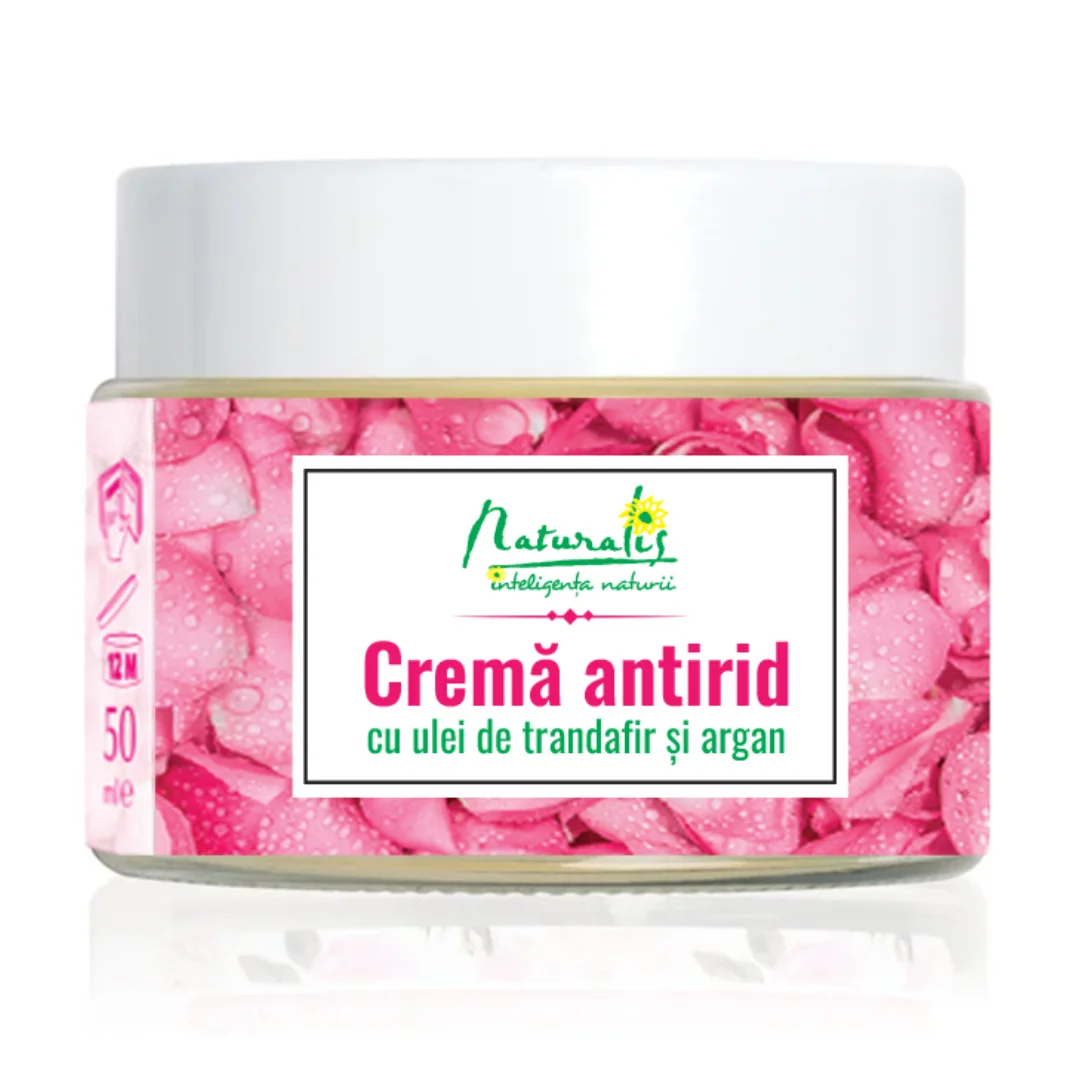 Crema antirid cu ulei de trandafiri si ulei de argan, 50 ml, Naturalis