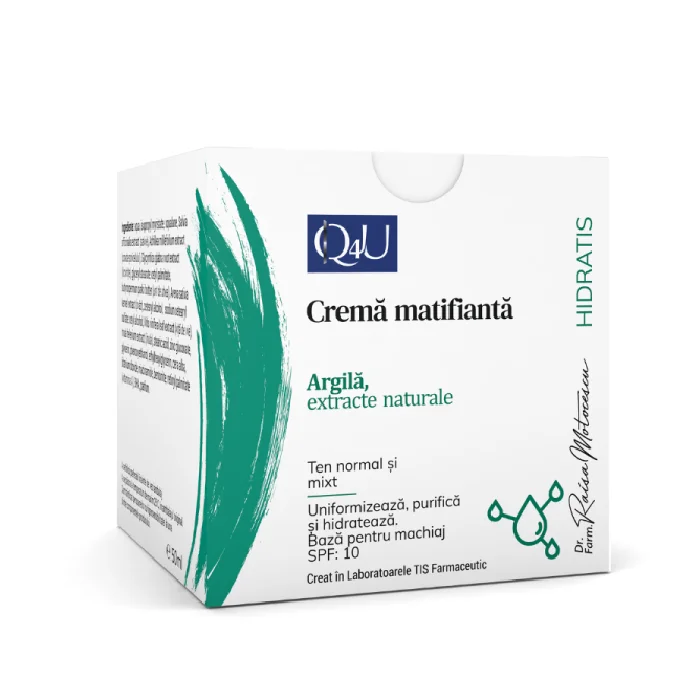 Crema matifianta cu argila Q4U, 50ml,  Tis Farmaceutic
