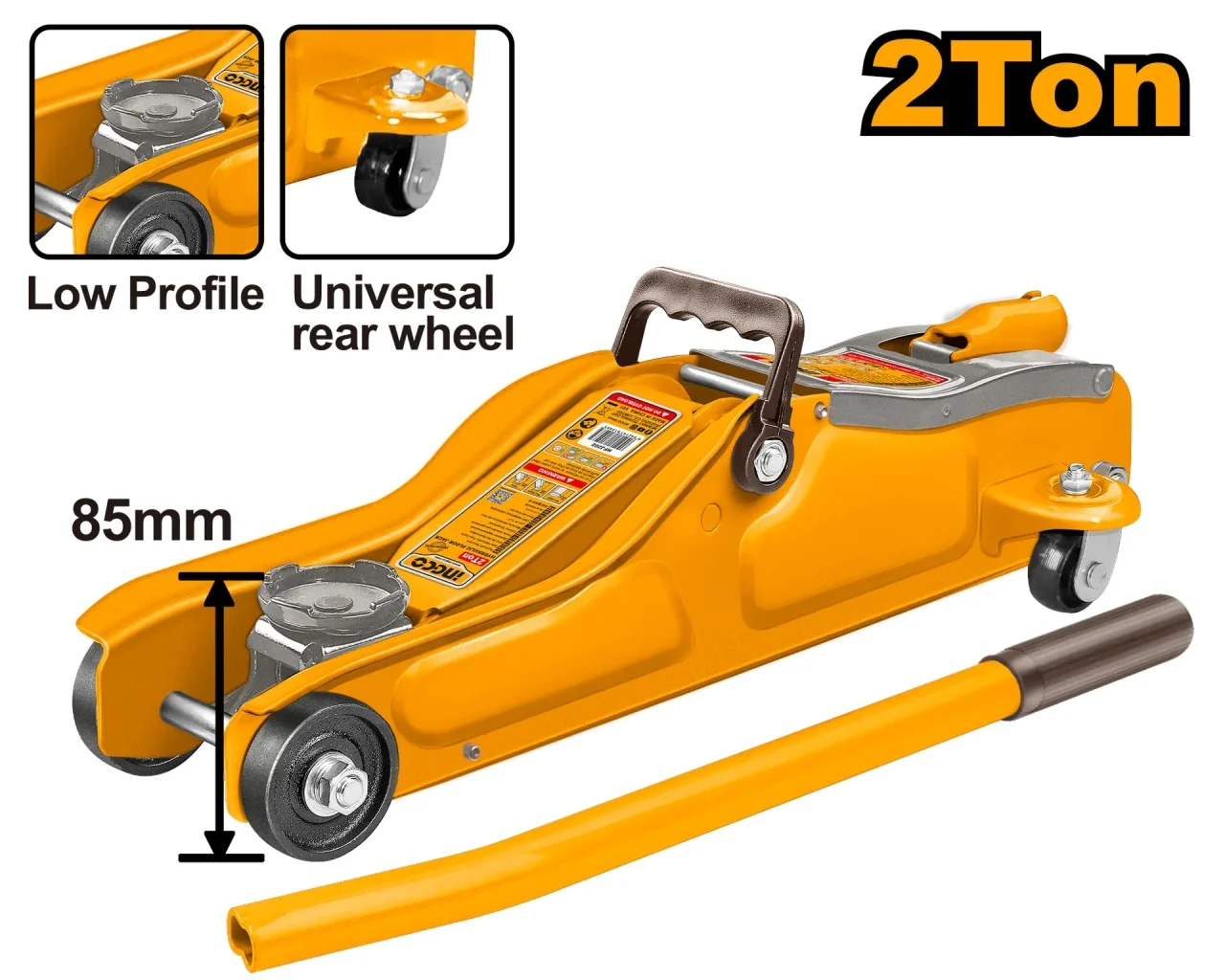 Cric Hidraulic 2T Garda Joasa INGCO – HFJ202 – Precizie la Ridicare si Acces Extins in Spatii Reduse